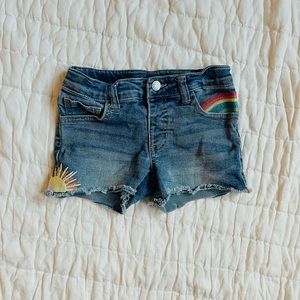 SOLD 5T Cat & Jack Rainbow + Sun Embroiled Jean Shorts with Adjustable Waist